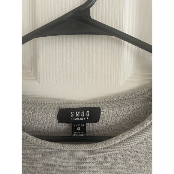 SMOG Gray Heather Unisex Sweater long sleeved ribbed cotton blend XL, A03, $54 - Picture 4 of 4